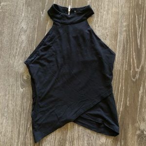 Black High Neck Crop Top